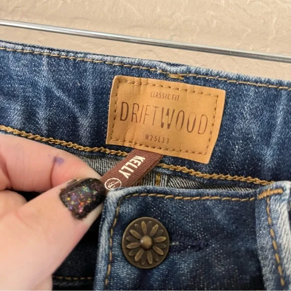 DRIFTWOOD Blue Embroidered Bootcut Jeans with Floral Accent - Picture 14 of 16